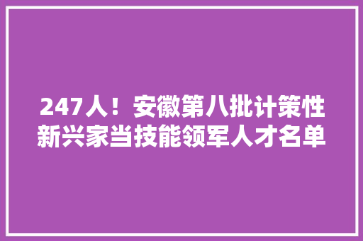 247人！安徽第八批计策性新兴家当技能领军人才名单出炉
