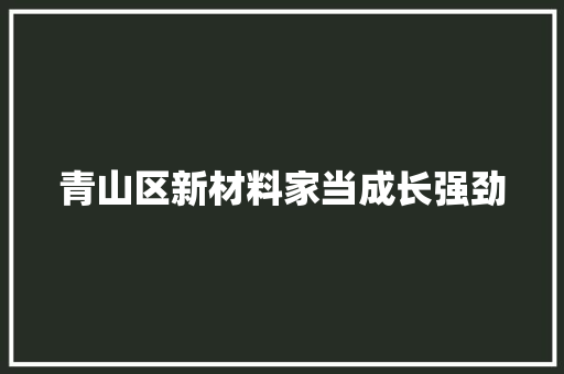 青山区新材料家当成长强劲