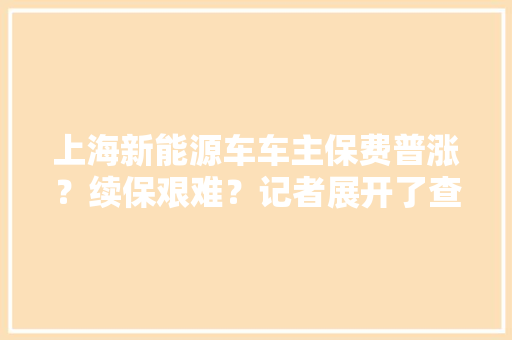 上海新能源车车主保费普涨？续保艰难？记者展开了查询访问