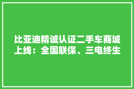 比亚迪精诚认证二手车商城上线：全国联保、三电终生保修