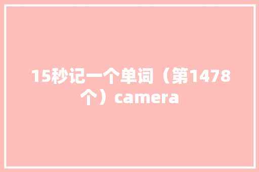15秒记一个单词（第1478个）camera
