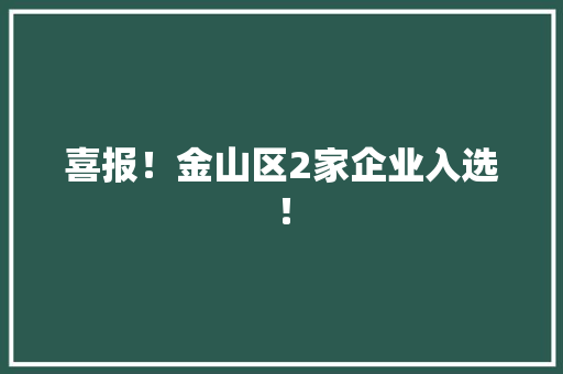 喜报！金山区2家企业入选！
