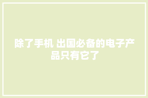 除了手机 出国必备的电子产品只有它了