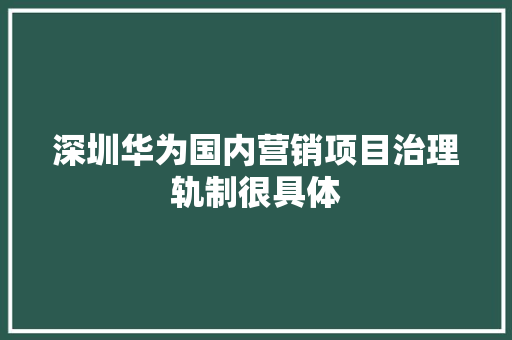 深圳华为国内营销项目治理轨制很具体
