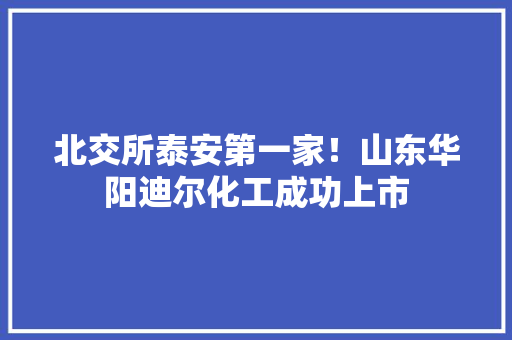 北交所泰安第一家！山东华阳迪尔化工成功上市