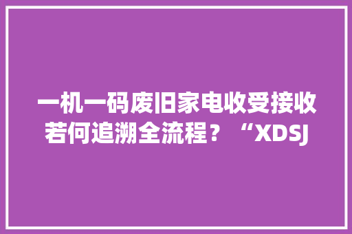 一机一码废旧家电收受接收若何追溯全流程？“XDSJ209166”的奇妙之旅
