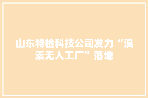山东特检科技公司发力“溴素无人工厂”落地