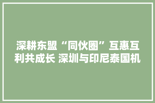 深耕东盟“同伙圈”互惠互利共成长 深圳与印尼泰国机电产品贸易立异高