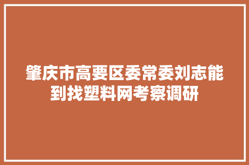 肇庆市高要区委常委刘志能到找塑料网考察调研