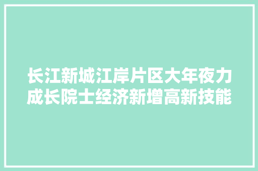 长江新城江岸片区大年夜力成长院士经济新增高新技能企业44家