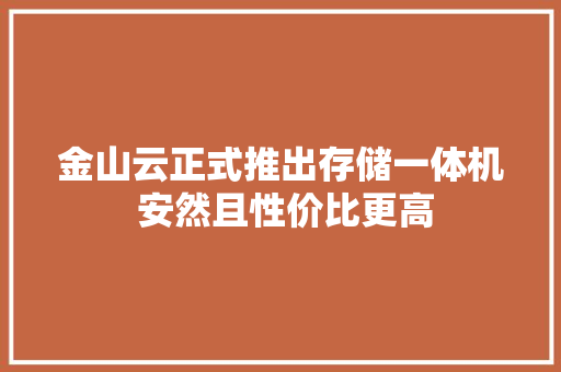 金山云正式推出存储一体机 安然且性价比更高