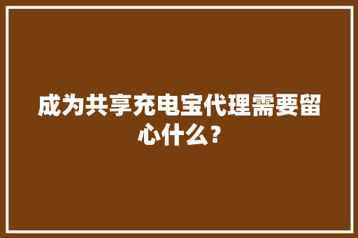 成为共享充电宝代理需要留心什么？