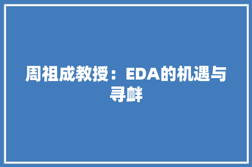 周祖成教授：EDA的机遇与寻衅