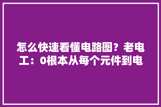 怎么快速看懂电路图？老电工：0根本从每个元件到电路图一步步教你