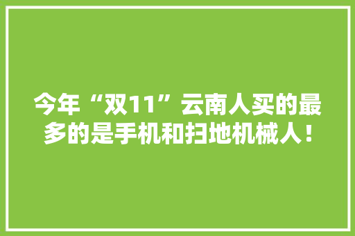 今年“双11”云南人买的最多的是手机和扫地机械人！你买了啥？