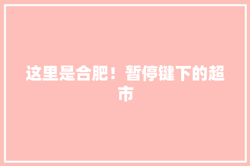 这里是合肥！暂停键下的超市