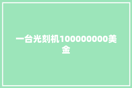 一台光刻机100000000美金