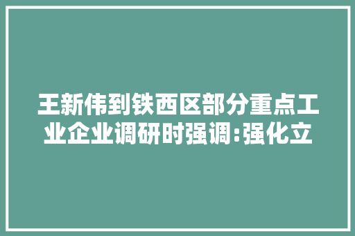 王新伟到铁西区部分重点工业企业调研时强调:强化立异驱动 出力打造新型家当生态圈