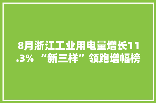 8月浙江工业用电量增长11.3% “新三样”领跑增幅榜