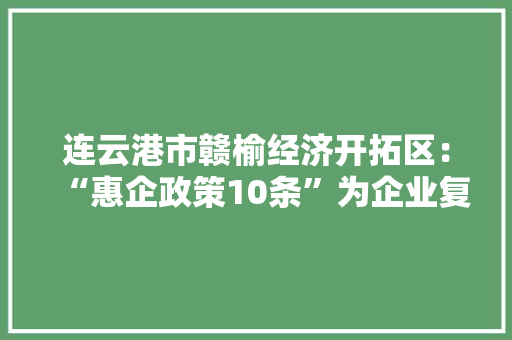 连云港市赣榆经济开拓区：“惠企政策10条”为企业复工吃下“定心丸”