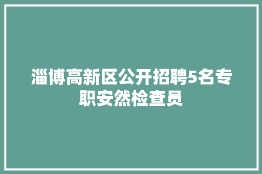 淄博高新区公开招聘5名专职安然检查员