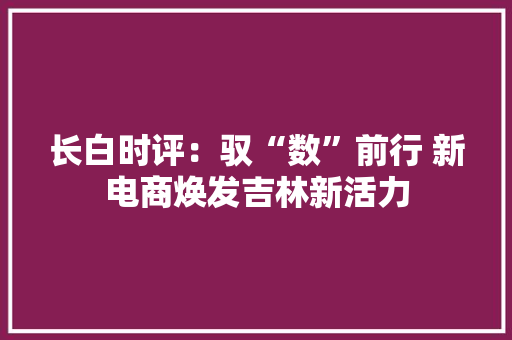 长白时评：驭“数”前行 新电商焕发吉林新活力