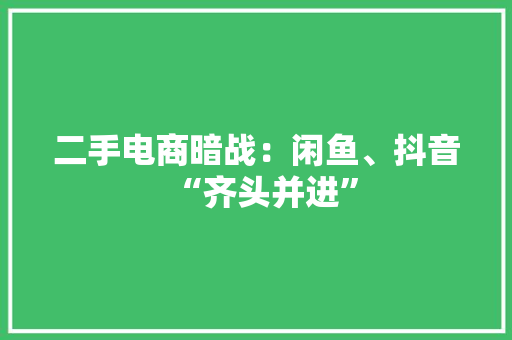 二手电商暗战：闲鱼、抖音“齐头并进”
