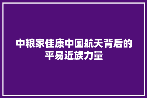 中粮家佳康中国航天背后的平易近族力量