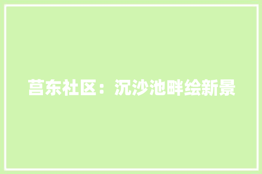 莒东社区：沉沙池畔绘新景