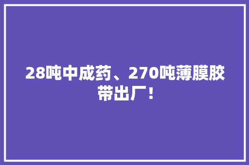 28吨中成药、270吨薄膜胶带出厂！