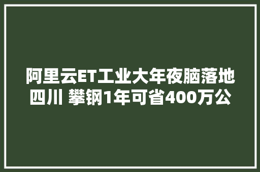 阿里云ET工业大年夜脑落地四川 攀钢1年可省400万公斤炼钢原料
