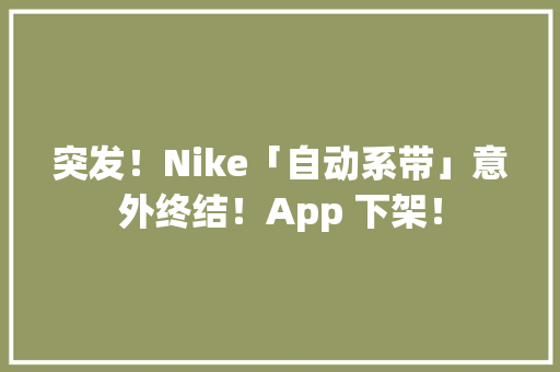 突发！Nike「自动系带」意外终结！App 下架！