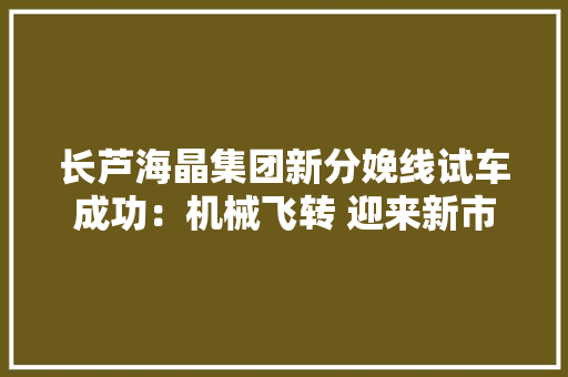 长芦海晶集团新分娩线试车成功：机械飞转 迎来新市场