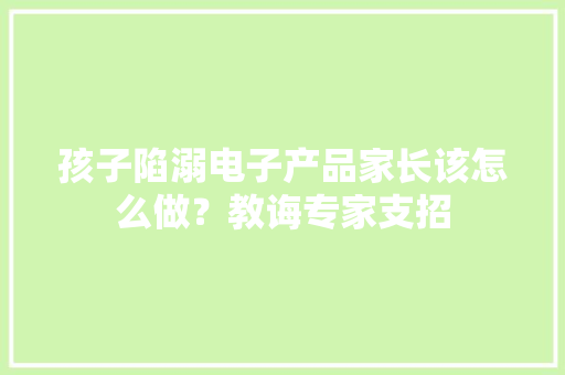 孩子陷溺电子产品家长该怎么做？教诲专家支招