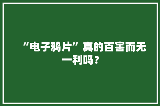 “电子鸦片”真的百害而无一利吗？
