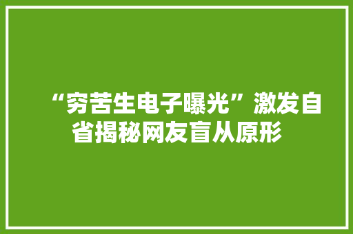 “穷苦生电子曝光”激发自省揭秘网友盲从原形