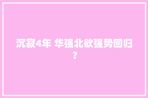 沉寂4年 华强北欲强势回归？