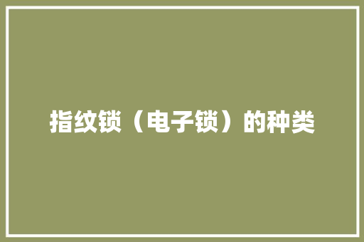 指纹锁（电子锁）的种类