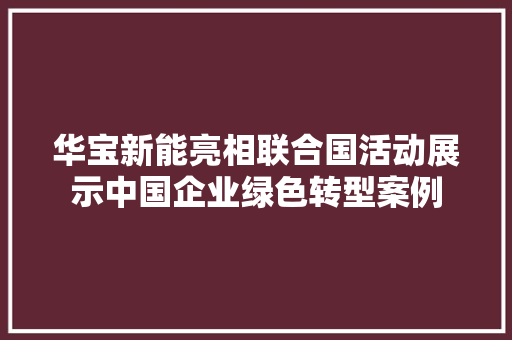 华宝新能亮相联合国活动展示中国企业绿色转型案例