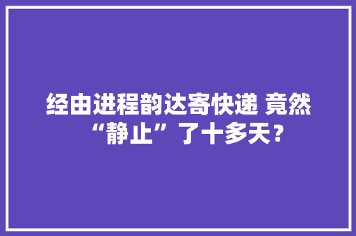 经由进程韵达寄快递 竟然“静止”了十多天？