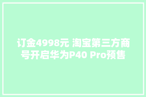 订金4998元 淘宝第三方商号开启华为P40 Pro预售