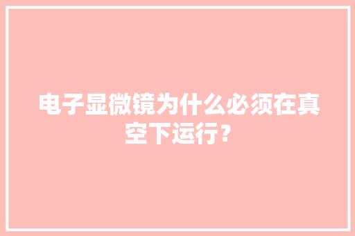 电子显微镜为什么必须在真空下运行？