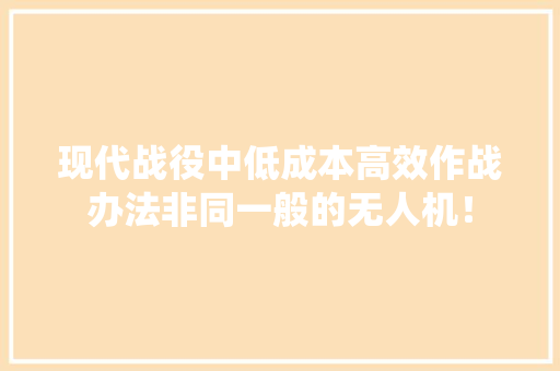 现代战役中低成本高效作战办法非同一般的无人机！
