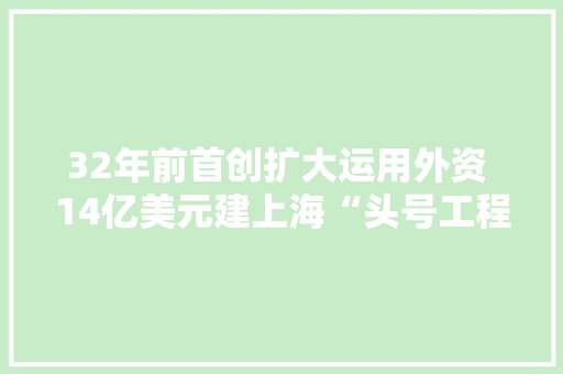 32年前首创扩大运用外资 14亿美元建上海“头号工程”