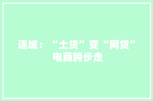 连城：“土货”变“网货” 电商跨步走