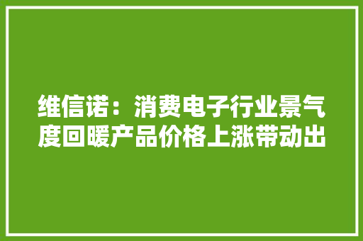 维信诺：消费电子行业景气度回暖产品价格上涨带动出货量大年夜幅增长及毛利率改进