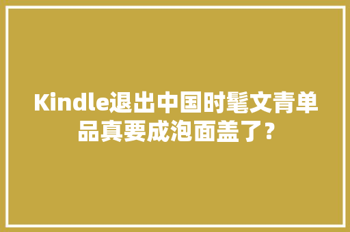 Kindle退出中国时髦文青单品真要成泡面盖了？