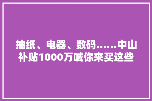 抽纸、电器、数码……中山补贴1000万喊你来买这些“大年夜牌”