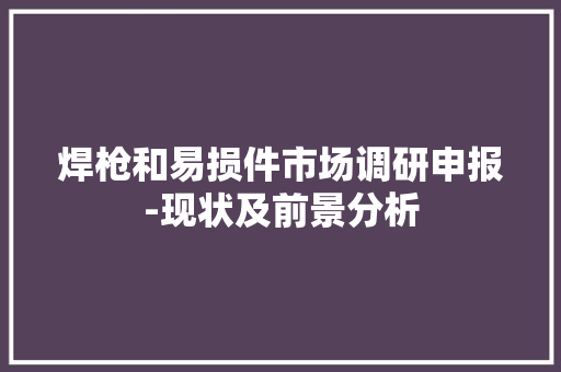 焊枪和易损件市场调研申报-现状及前景分析