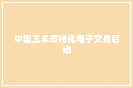 中国玉米市场化电子交易启动